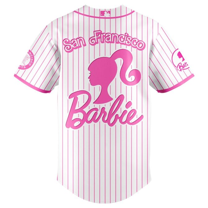 Barbie Night Game Jersey - Limited Edition San Francisco Giants Pink Striped Baseball Shirt - Image 3