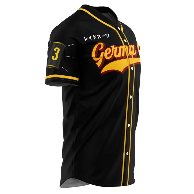 Anime-Inspired Germa 66 Baseball Jersey – Stylish Black & Yellow Design, Perfect For Fans! - Image 2