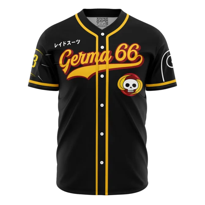Anime-Inspired Germa 66 Baseball Jersey – Stylish Black & Yellow Design, Perfect For Fans!