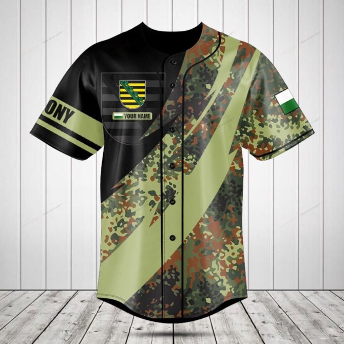 Custom Camouflage Baseball Jersey - Personalized Name & Team Logo - Stylish & Comfortable Design