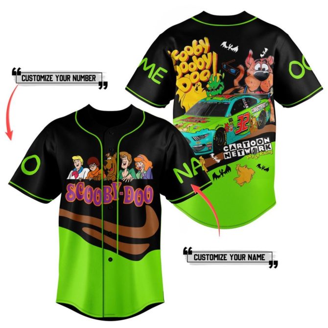 Custom Scooby-Doo Baseball Jersey - Personalize Name & Number, Vibrant Cartoon Design