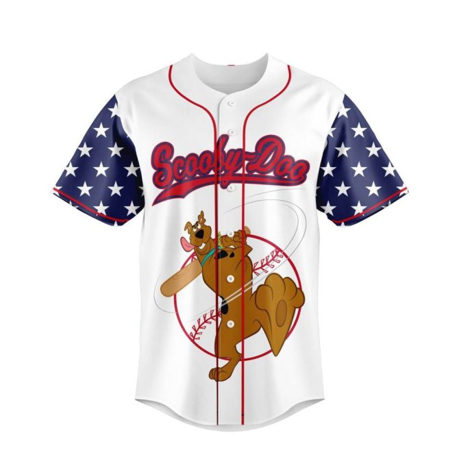Custom Scooby-Doo Baseball Jersey - Personalized Name & Number, Patriotic Stars & Stripes Design - Image 2