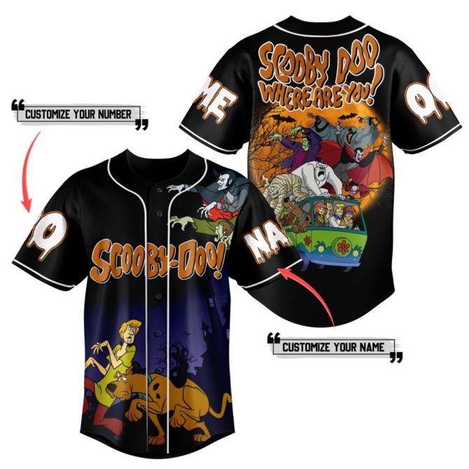 Custom Scooby-Doo Baseball Jersey – Personalize Name & Number – Fun Cartoon Design!