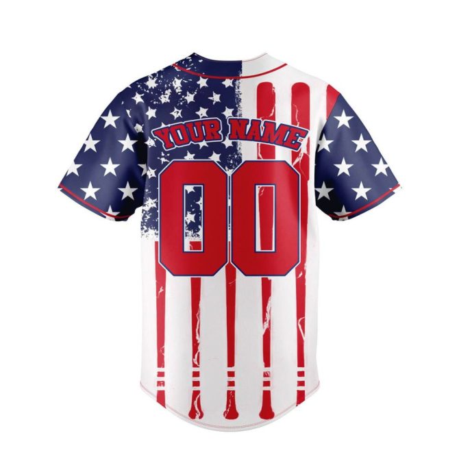 Custom Scooby-Doo Baseball Jersey - Personalized Name & Number, Patriotic Stars & Stripes Design - Image 3