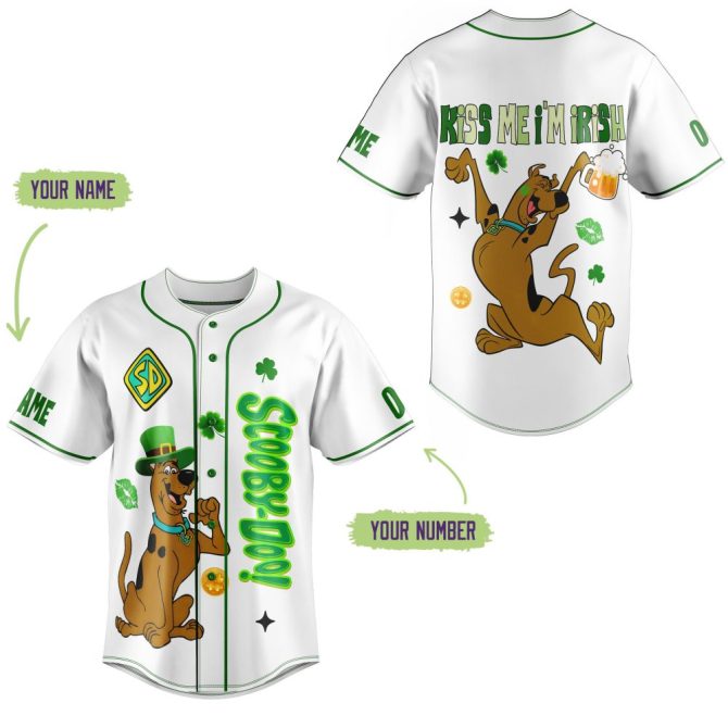 Scooby-Doo St. Patrick’S Day Jersey – Custom Name & Number, Fun Irish Design