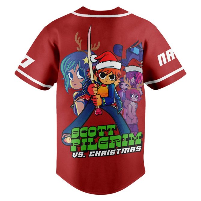 Custom Scott Pilgrim Baseball Jersey - Personalized Name & Number, Vibrant Red Design - Image 3