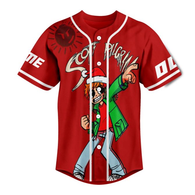 Custom Scott Pilgrim Baseball Jersey - Personalized Name & Number, Vibrant Red Design - Image 2