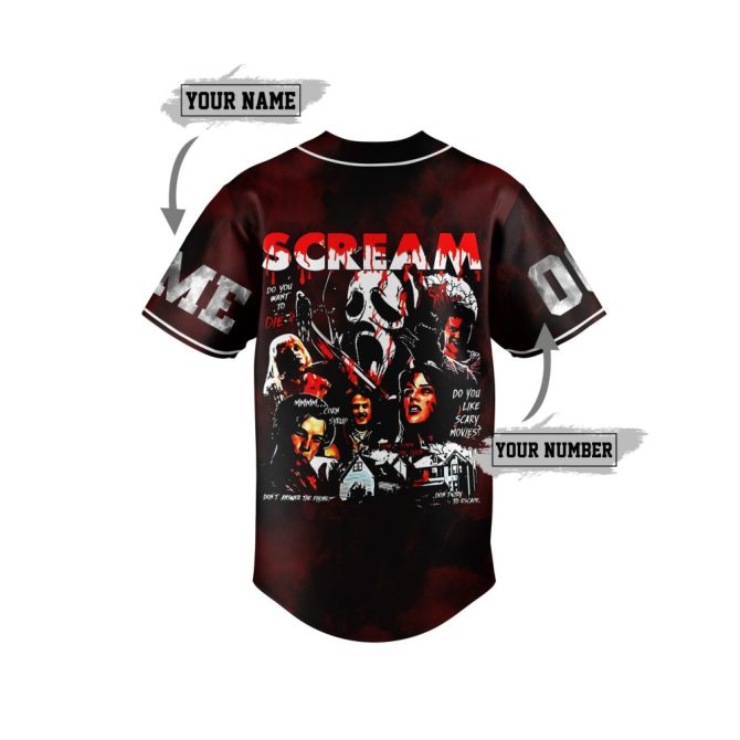 Custom Scream Horror Movie Jersey - Personalized Name & Number Halloween Shirt - Image 3