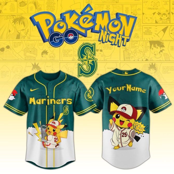 Custom Pokémon Mariners Jersey – Pikachu Design, Limited Edition Sportswear