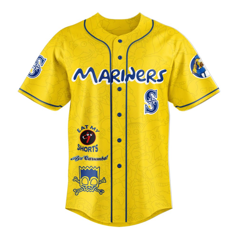 Limited Edition Seattle Mariners X The Simpsons Jersey - Iconic Yellow Design - Image 2