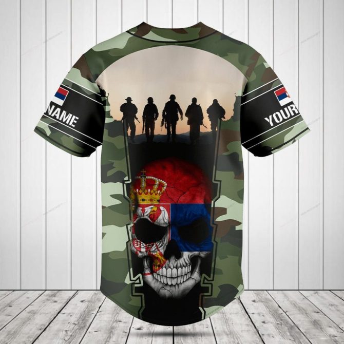 Custom Camo Military Baseball Jersey – Personalized Name & Flag Design - Image 2