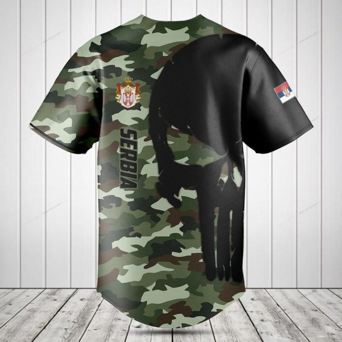Custom Camouflage Baseball Jersey With Flag & Crest - Personalized Text, Perfect Gift! - Image 2