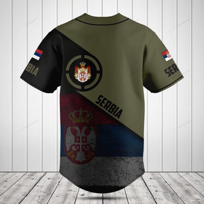 Custom Serbia Flag Baseball Jersey – Personalized Sportswear For Fans - Image 2