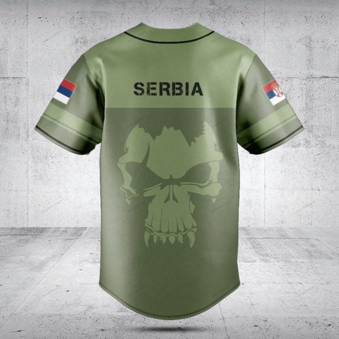 Customizable Olive Green Baseball Jersey With Flag Details - Perfect For Teams & Gifts - Image 2
