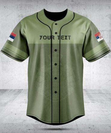 Customizable Olive Green Baseball Jersey With Flag Details - Perfect For Teams & Gifts