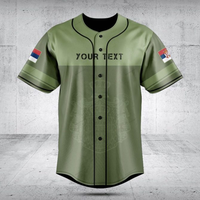 Customizable Olive Green Baseball Jersey With Flag Details - Perfect For Teams & Gifts