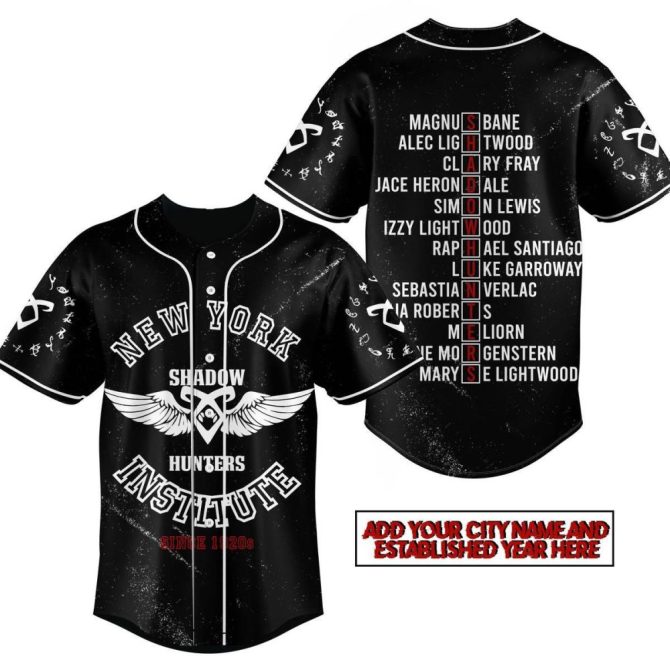 Custom Shadow Hunters Jersey - Personalized City & Year, Stylish Black Design