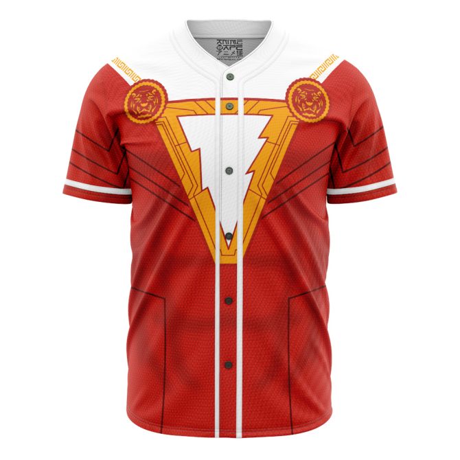 Heroic Red Lightning Baseball Jersey – Bold Superhero Design For Fans & Cosplay