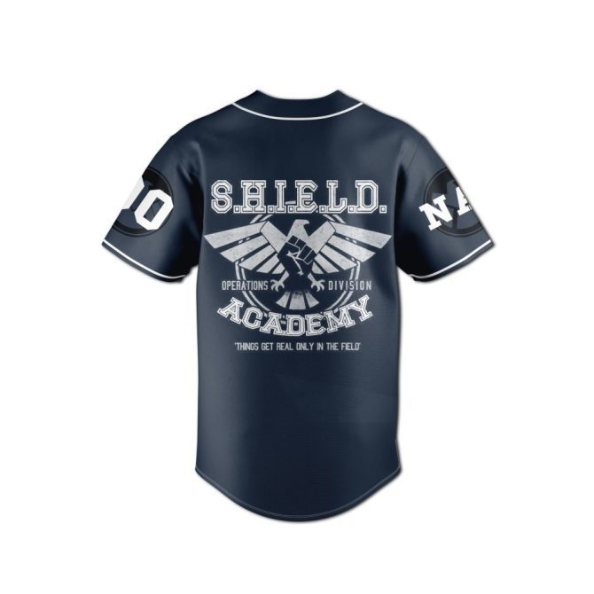 Custom S.H.I.E.L.D. Academy Baseball Jersey – Personalize Name & Number - Image 3