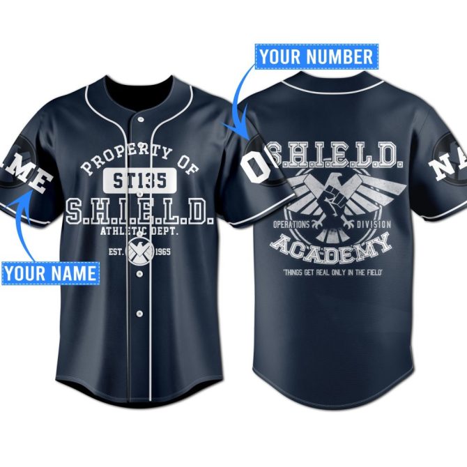 Custom S.H.I.E.L.D. Academy Baseball Jersey – Personalize Name & Number