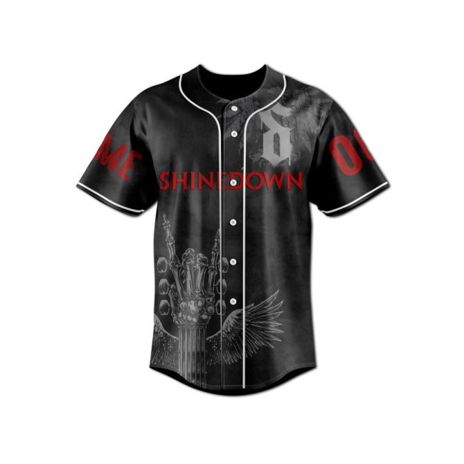 Custom Shinedown Skeleton Baseball Jersey – Rock Style, Personalized Name & Number - Image 3