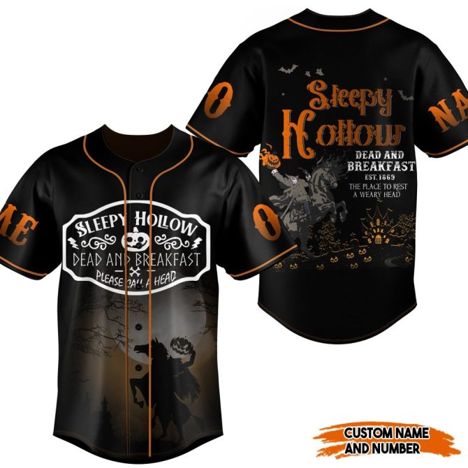Custom Sleepy Hollow Halloween Baseball Jersey – Add Name & Number! 🎃👻