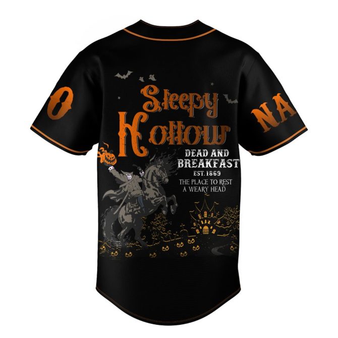 Custom Sleepy Hollow Halloween Baseball Jersey – Add Name & Number! 🎃👻 - Image 2