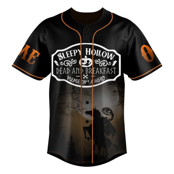 Custom Sleepy Hollow Halloween Baseball Jersey – Add Name & Number! 🎃👻 - Image 3