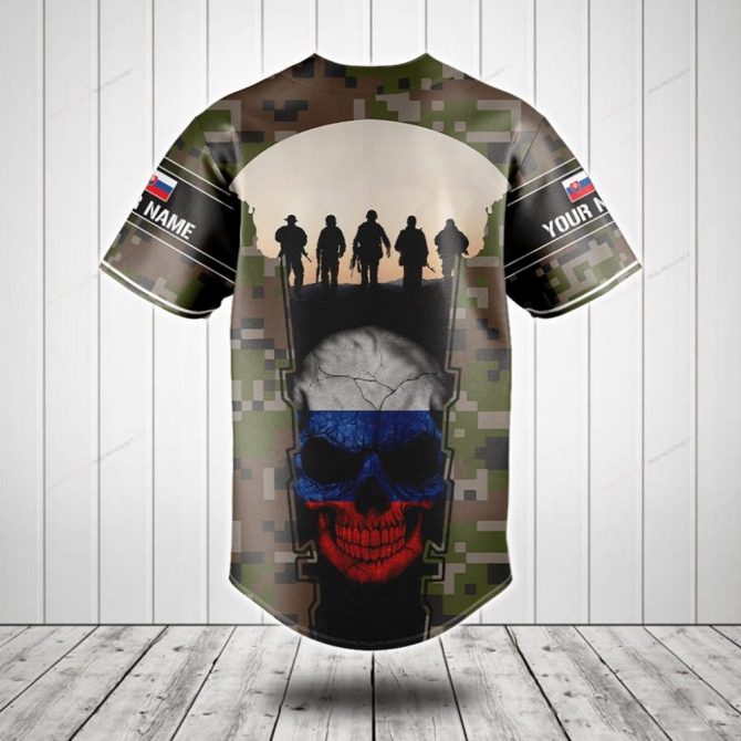 Custom Camouflage Baseball Jersey With Skull & Soldier Silhouette - Unique Design For Military Fans - Image 2