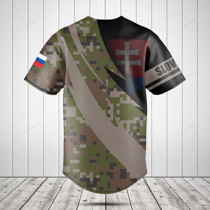 Custom Slovakia Camo Baseball Jersey - Personalized Name & Flag Design - Image 2
