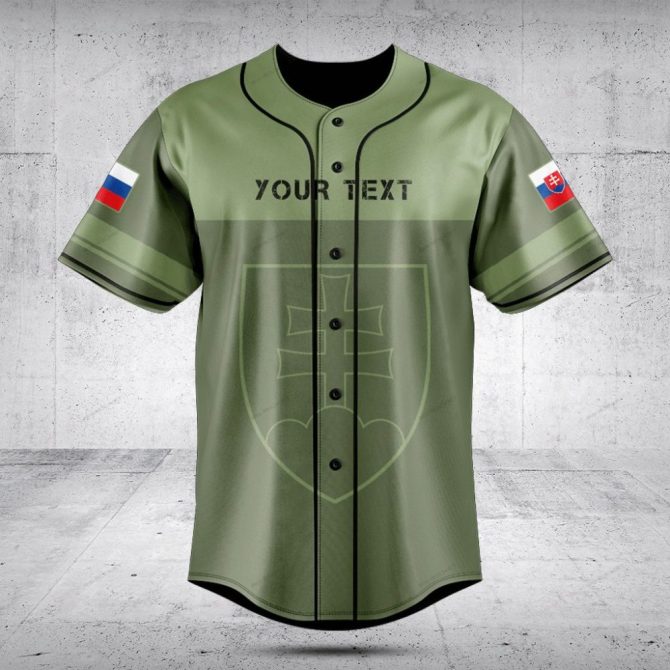 Customizable Olive Green Baseball Jersey With Flag Patches - Personalized Athletic Apparel