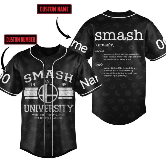 Custom Smash University Jersey - Personalize Name & Number, Perfect For Gamers!