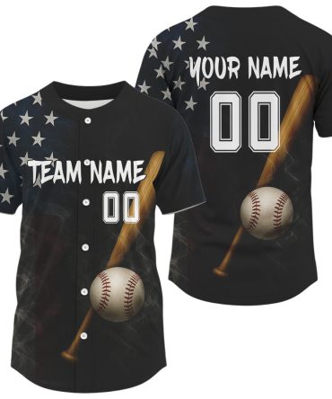Customizable Baseball Jersey With Stars & Stripes Design - Personalize Name & Number
