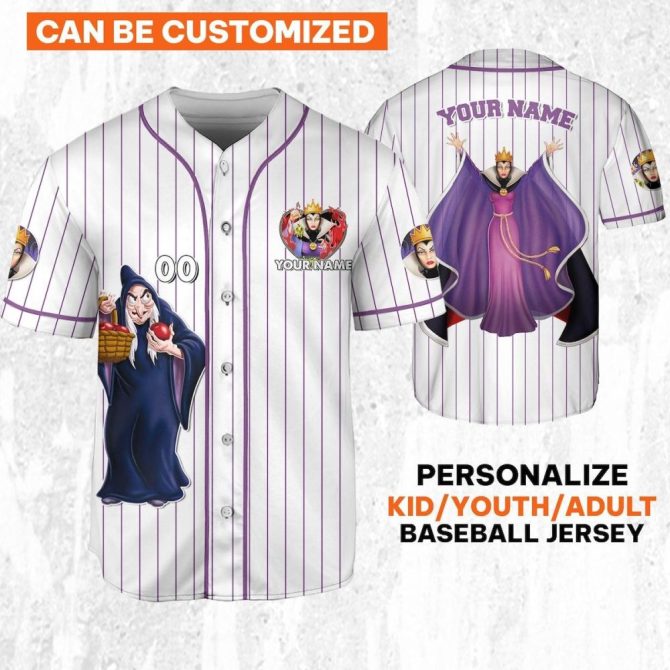 Customizable Evil Queen Baseball Jersey For Kids/Youth/Adults – Personalize Your Style! - Image 2