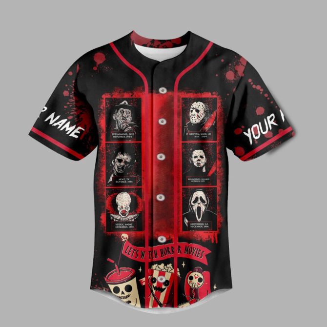 Custom Horror Movie Fan Baseball Jersey – Personalized Scary Movie Lover Shirt Gift - Image 3