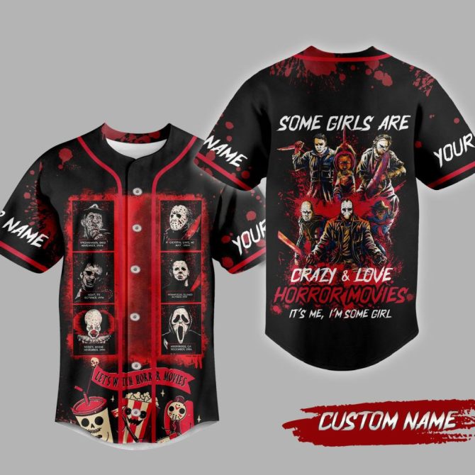 Custom Horror Movie Fan Baseball Jersey – Personalized Scary Movie Lover Shirt Gift