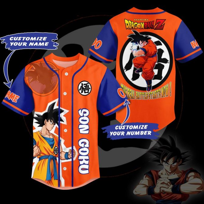 Custom Dragon Ball Z Jersey – Personalize Your Name & Number – Goku Design