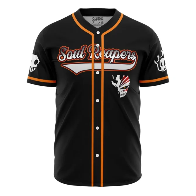 Soul Reapers Customizable Anime Baseball Jersey - Stylish Black & Orange Design - Image 2