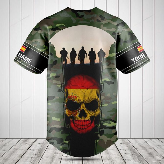 Custom Camo Baseball Jersey - Skull & Soldier Design, Personalized Sleeves - Image 2
