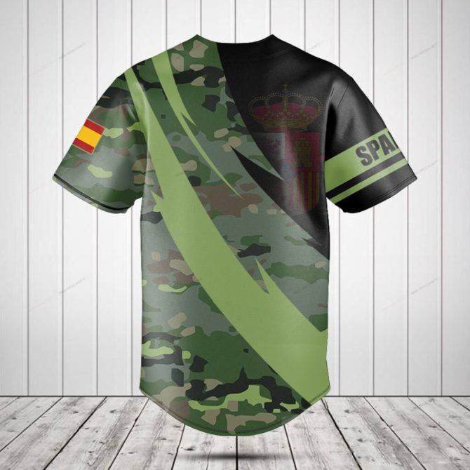 Custom Spain Camo Baseball Jersey - Personalized Name & Flag Design - Image 2