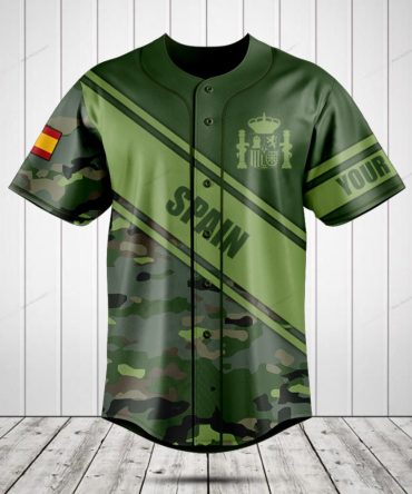 Custom Spain Camo Baseball Jersey - Personalized Military Style Shirt For Sports Fans