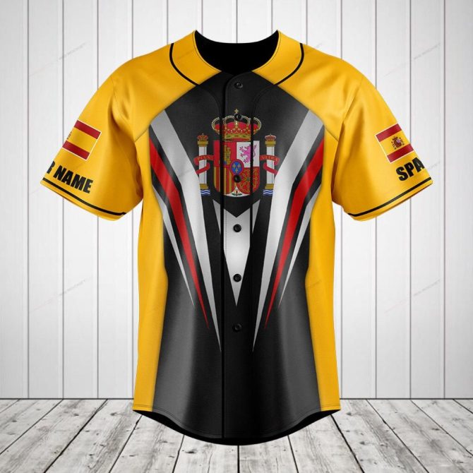 Custom Spanish Flag Baseball Jersey – Personalized Sportswear For Fans