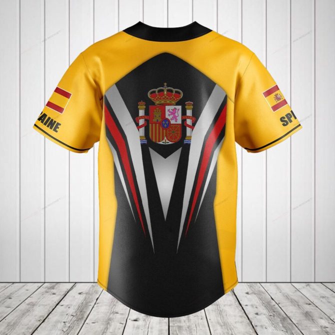 Custom Spanish Flag Baseball Jersey – Personalized Sportswear For Fans - Image 2