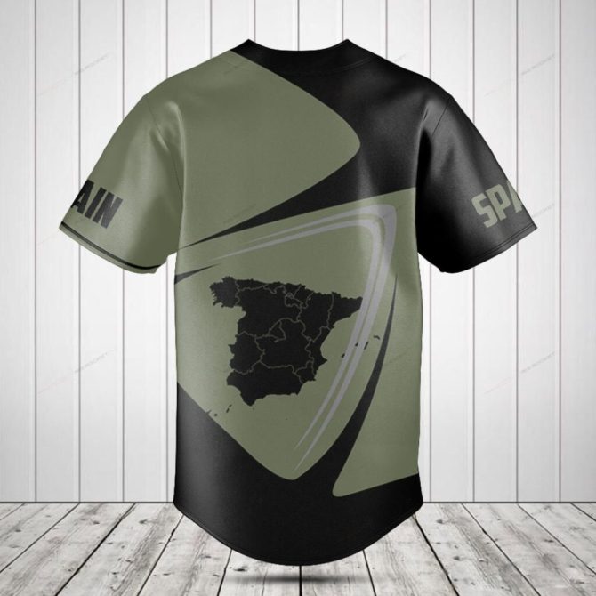 Custom Spain Baseball Jersey With Map Design - Personalized Name & Number - Image 2