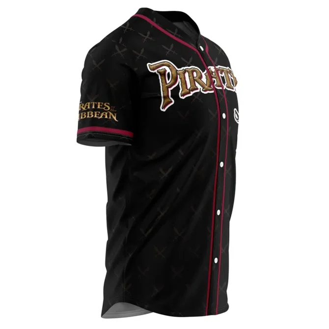 Pirate Themed Baseball Jersey – Bold Black Design, Perfect For Fans & Cosplay - Image 2
