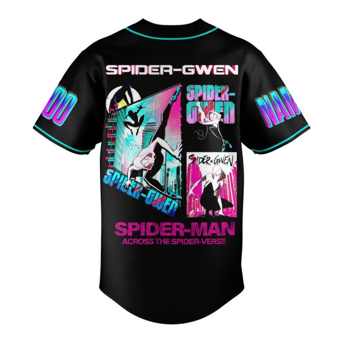 Custom Spider-Gwen Baseball Jersey – Across The Spider-Verse Design, Add Your Name & Number! - Image 3
