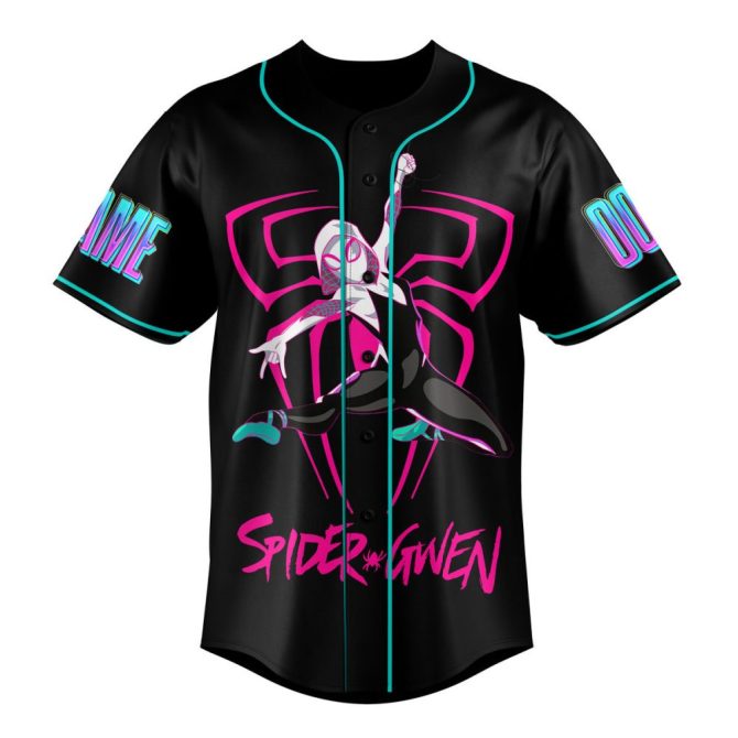 Custom Spider-Gwen Baseball Jersey – Across The Spider-Verse Design, Add Your Name & Number! - Image 2