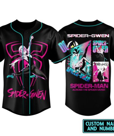 Custom Spider-Gwen Baseball Jersey – Across The Spider-Verse Design, Add Your Name & Number!