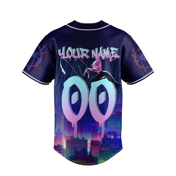 Custom Spider Hero Baseball Jersey – Personalized Name & Number, Vibrant City Design - Image 3