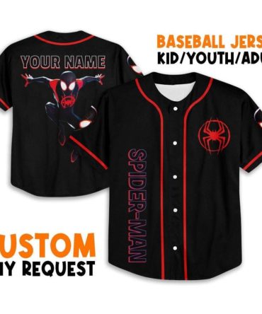 Custom Spider-Man Baseball Jersey – Kids/Youth/Adult Sizes – Personalize Your Name!